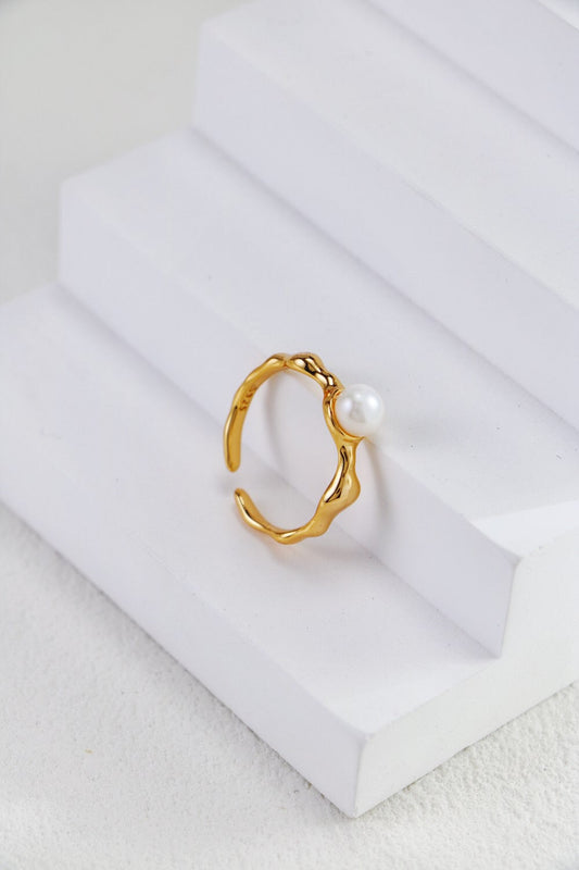 Minimalist Pearl Open Ring-0