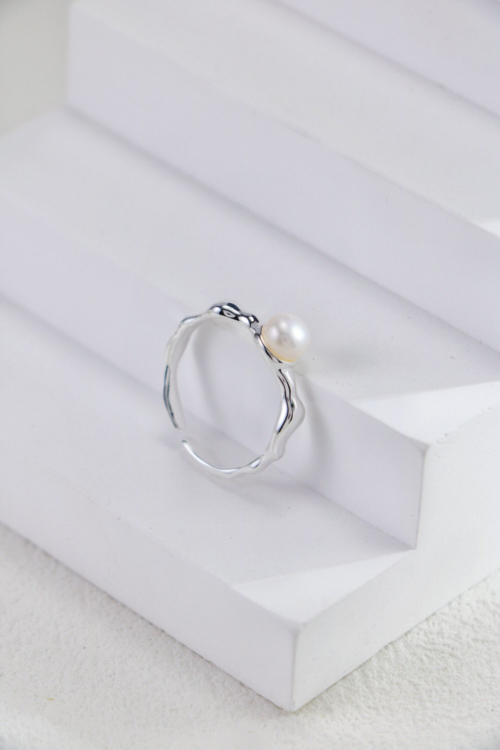 Minimalist Pearl Open Ring-4