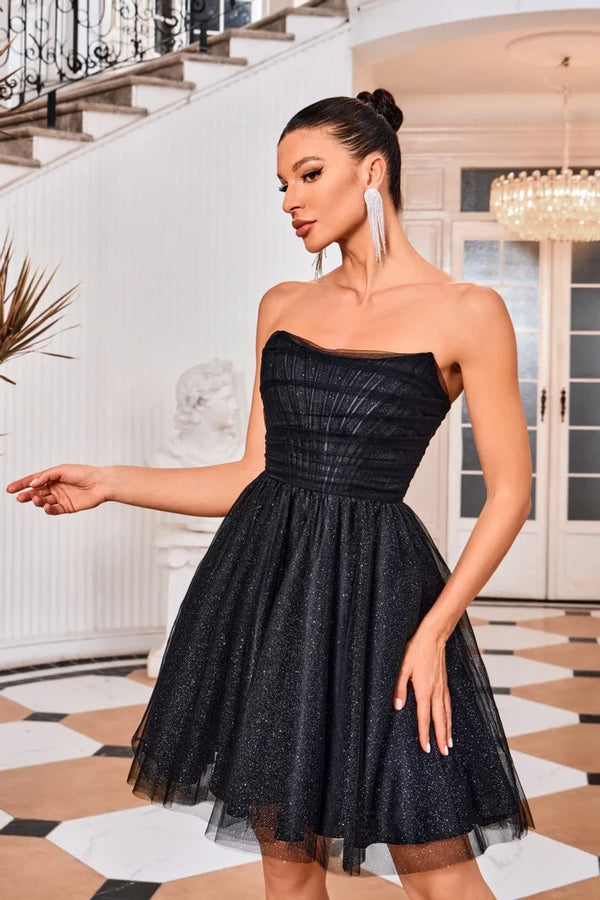 Black & Dove Strapless Tea Length Dress | A-Line UK