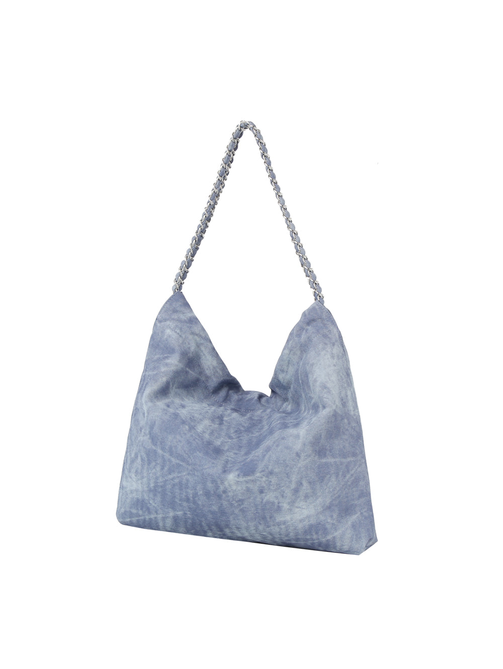 Denim large hobo tote bag with chain detail strap by Handbag Factory-2