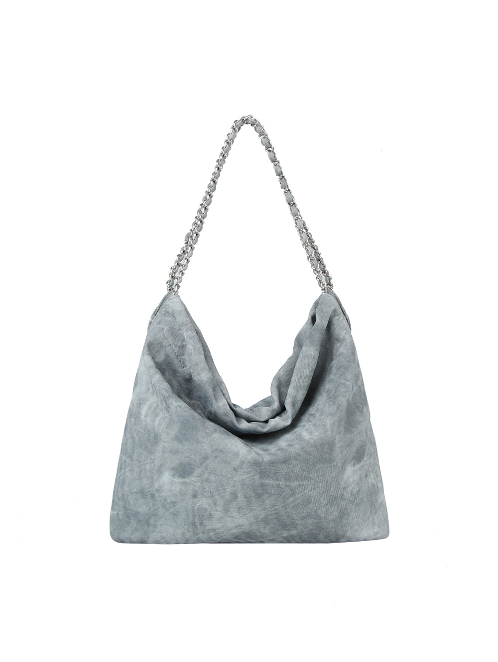 Denim large hobo tote bag with chain detail strap by Handbag Factory-3