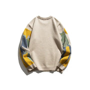 Jacquard round neck sweater loose knit sweater for men - Memoriex 