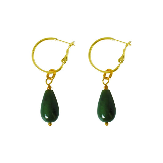 Jade Mini Charm and hoop earrings set - Memoriex