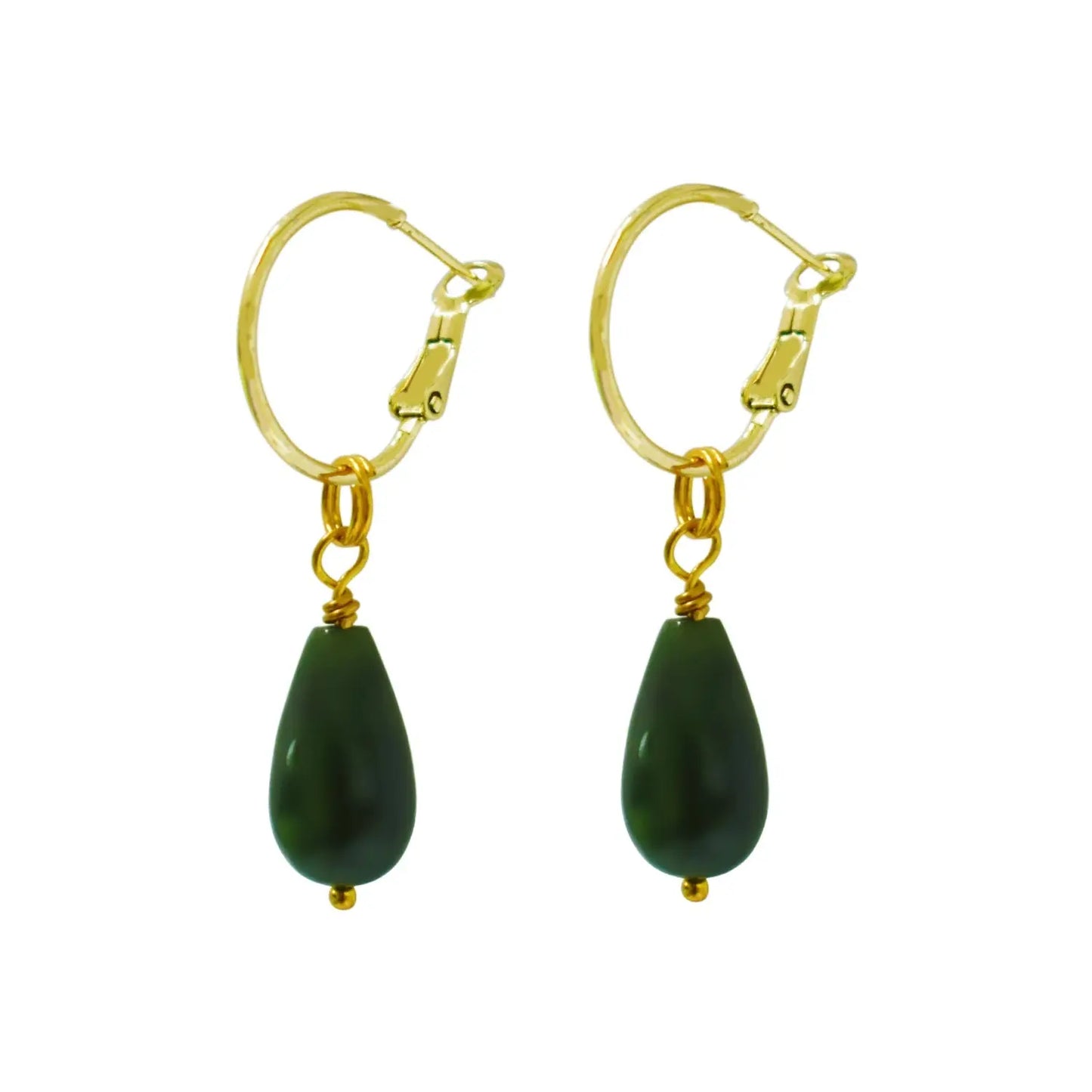 Jade Mini Charm and hoop earrings set - Memoriex