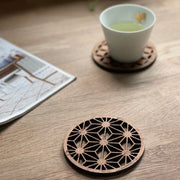 Japanese Patterns Upcycled Teak Wood Coasters - Individual / Set of 4 - Memoriex 