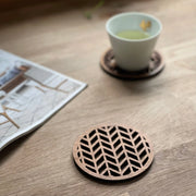 Japanese Patterns Upcycled Teak Wood Coasters - Individual / Set of 4 - Memoriex 