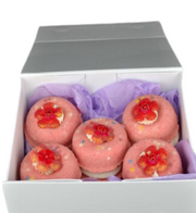 Jumbo Double Stack Melonberry Doughnut Bath Bombs x 5 in a Luxury Pink Gift Box - Memoriex 