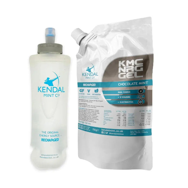 KMC NRG GEL Refill Pouch & 500ml Flask Bundle: Chocolate & Mint-0
