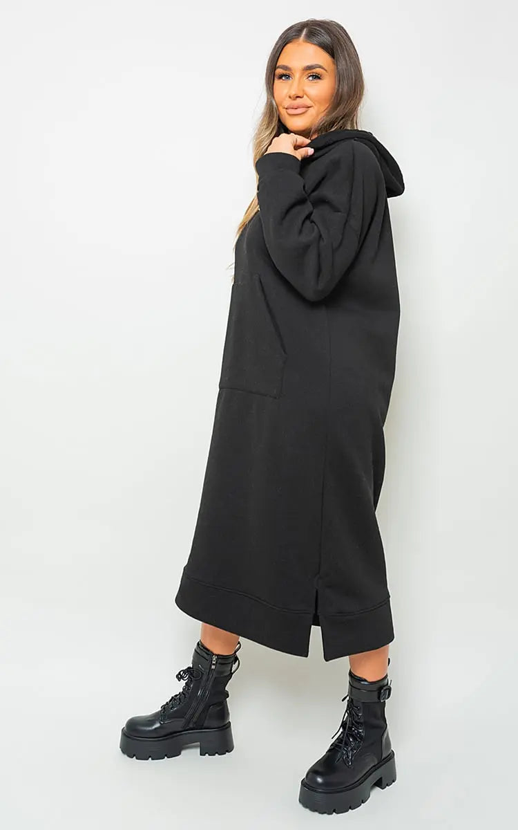 Kangaroo Pocket Long Loose Hoodie-10