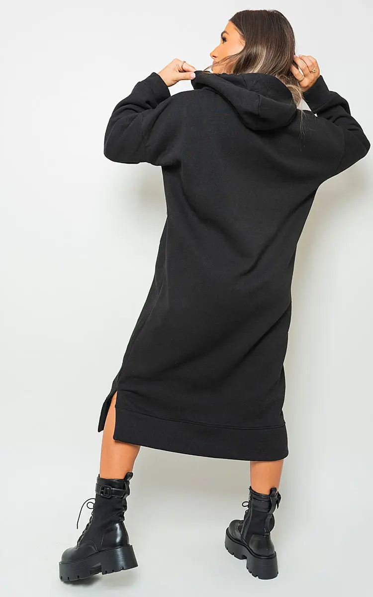 Kangaroo Pocket Long Loose Hoodie-11