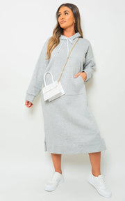 Kangaroo Pocket Long Loose Hoodie-3