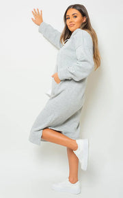 Kangaroo Pocket Long Loose Hoodie-4