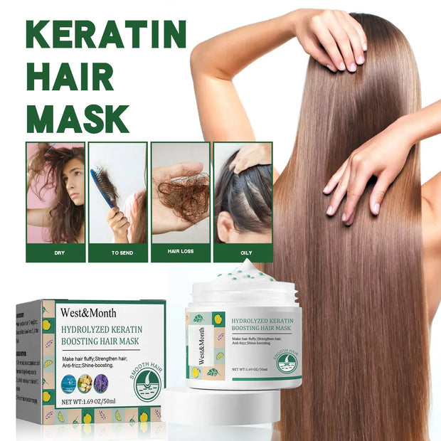 Keratin Hair Mask, Moisturize Repair Split Ends Dry And Frizzy Smooth Hair Care Mask - Memoriex 
