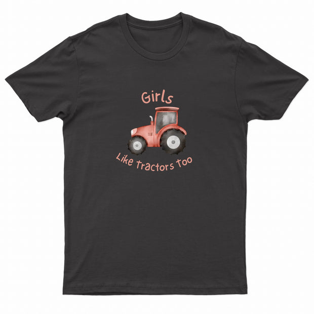 Kids "GIRLS LIKE TRACTORS TOO" Printed T-Shirt-0