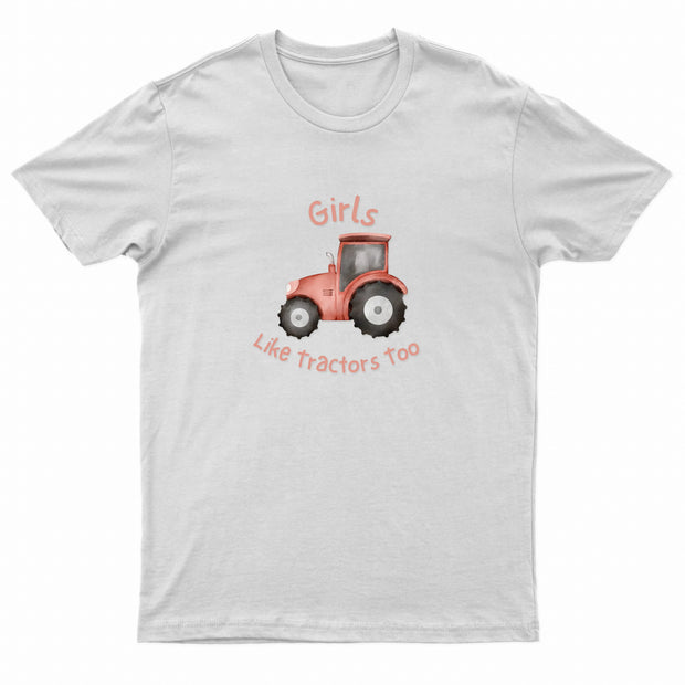 Kids "GIRLS LIKE TRACTORS TOO" Printed T-Shirt-1