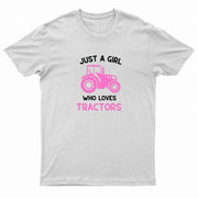 Kids "JUST A GIRL WHO LOVES TRACTORS" Printed T-Shirt-0