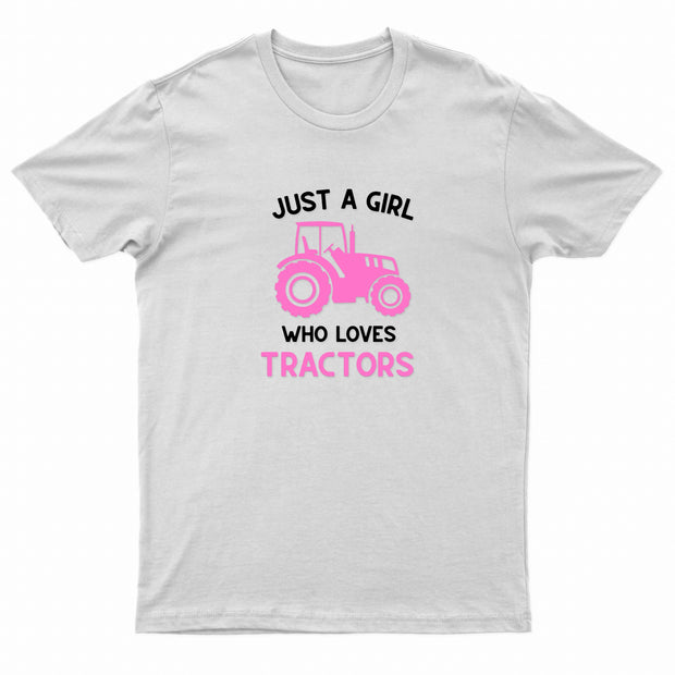 Kids "JUST A GIRL WHO LOVES TRACTORS" Printed T-Shirt-0