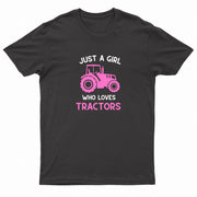 Kids "JUST A GIRL WHO LOVES TRACTORS" Printed T-Shirt-1