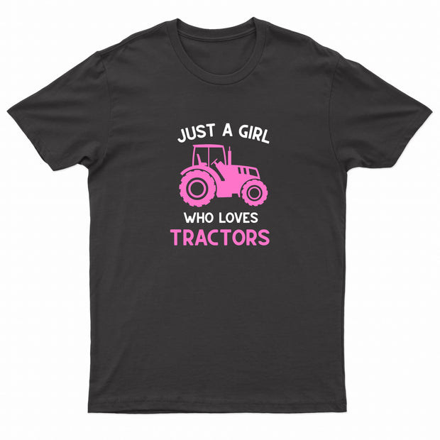 Kids "JUST A GIRL WHO LOVES TRACTORS" Printed T-Shirt-1