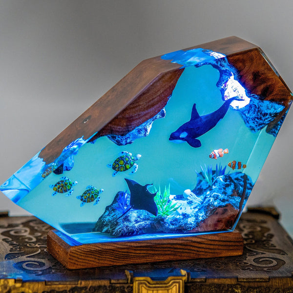 Killer Whale And Turtle Resin Night Light Home Decoration - Memoriex 