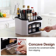 Kitchen Shelf Seasoning Container Spice Pots Box Storage Organizer Tableware Cutlery Knives Holder With Moisture Proof Cover - Memoriex 