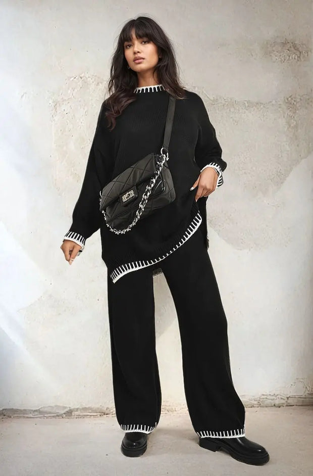 Knitted Co-ord Set with Blanket Stitch Detail-1