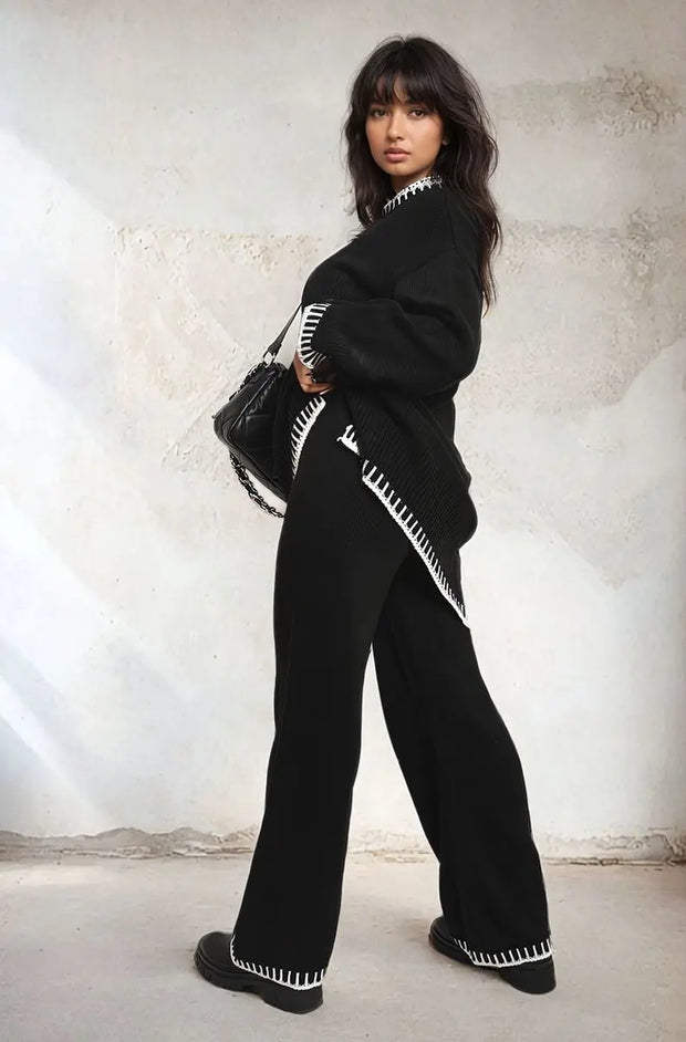 Knitted Co-ord Set with Blanket Stitch Detail-2