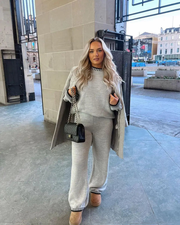 Knitted Co-ord Set with Blanket Stitch Detail-7