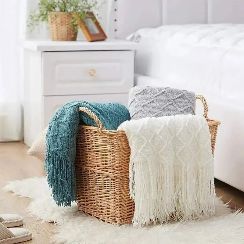 Knitted Decorative  Blankets -Beige-2