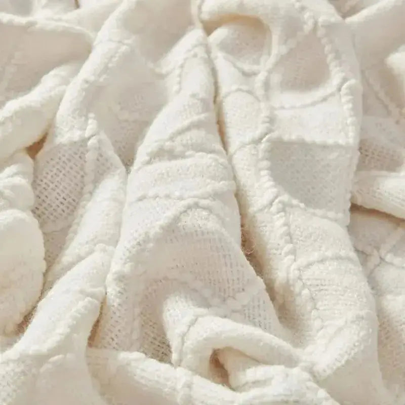 Knitted Decorative  Blankets -Beige-3