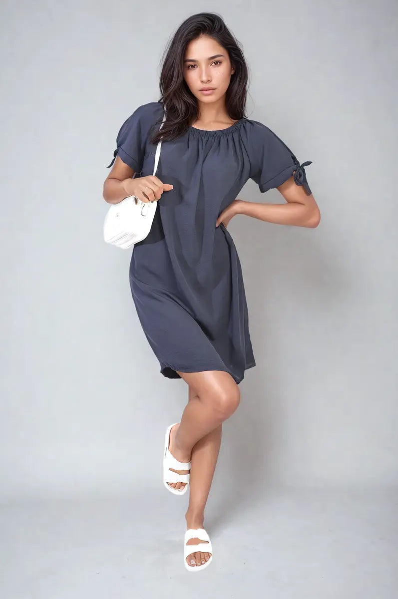 Knot Cuff Off Shoulder Mini Dress-8