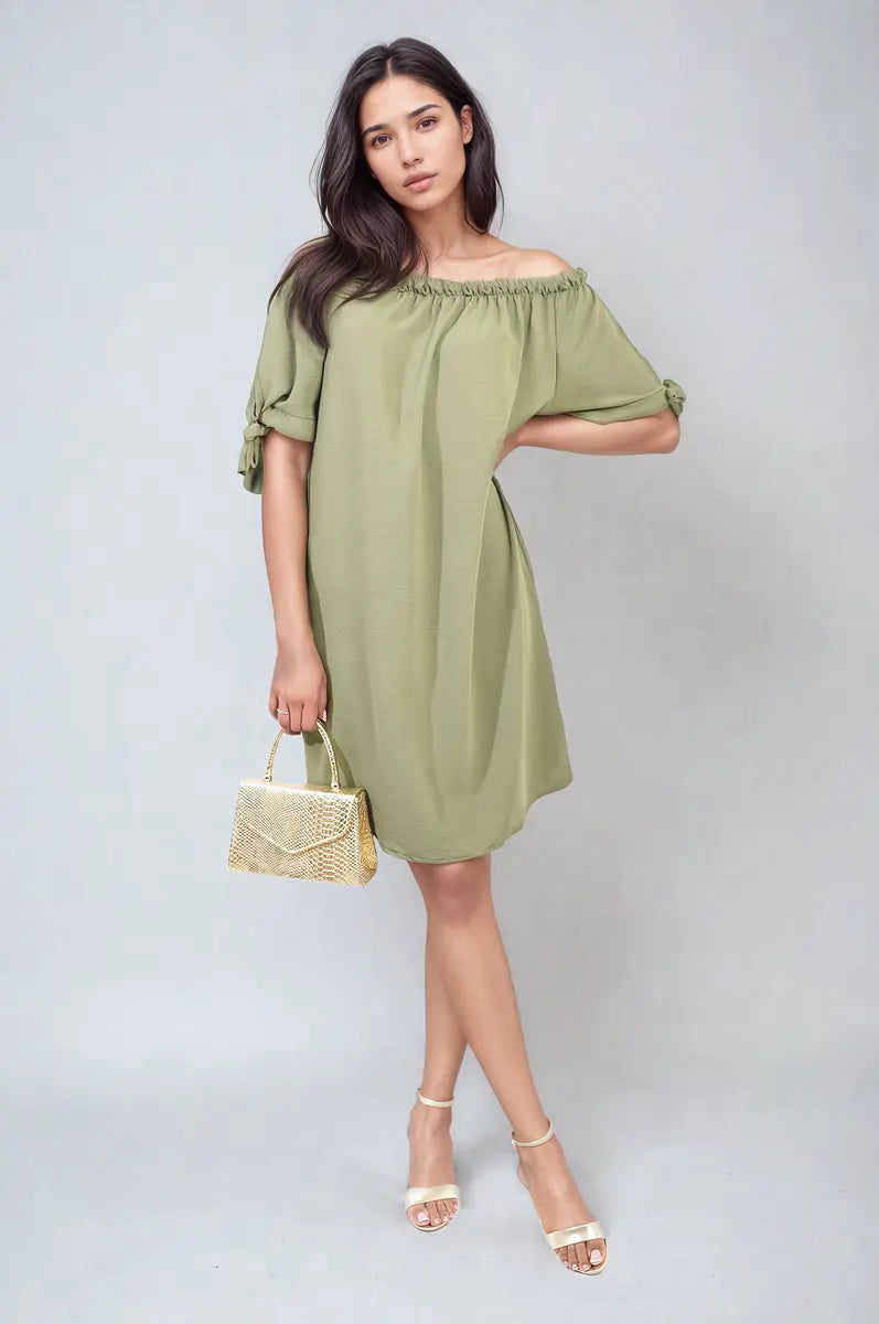 Knot Cuff Off Shoulder Mini Dress-9