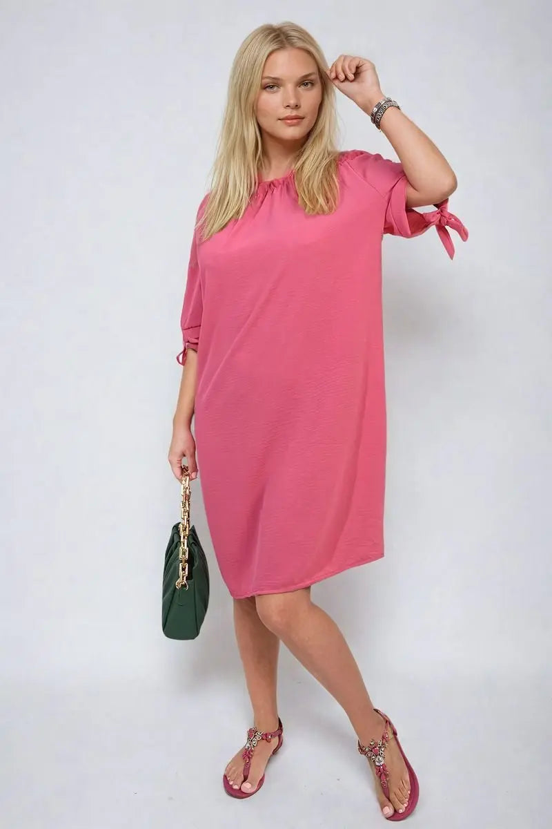 Knot Cuff Off Shoulder Mini Dress-12