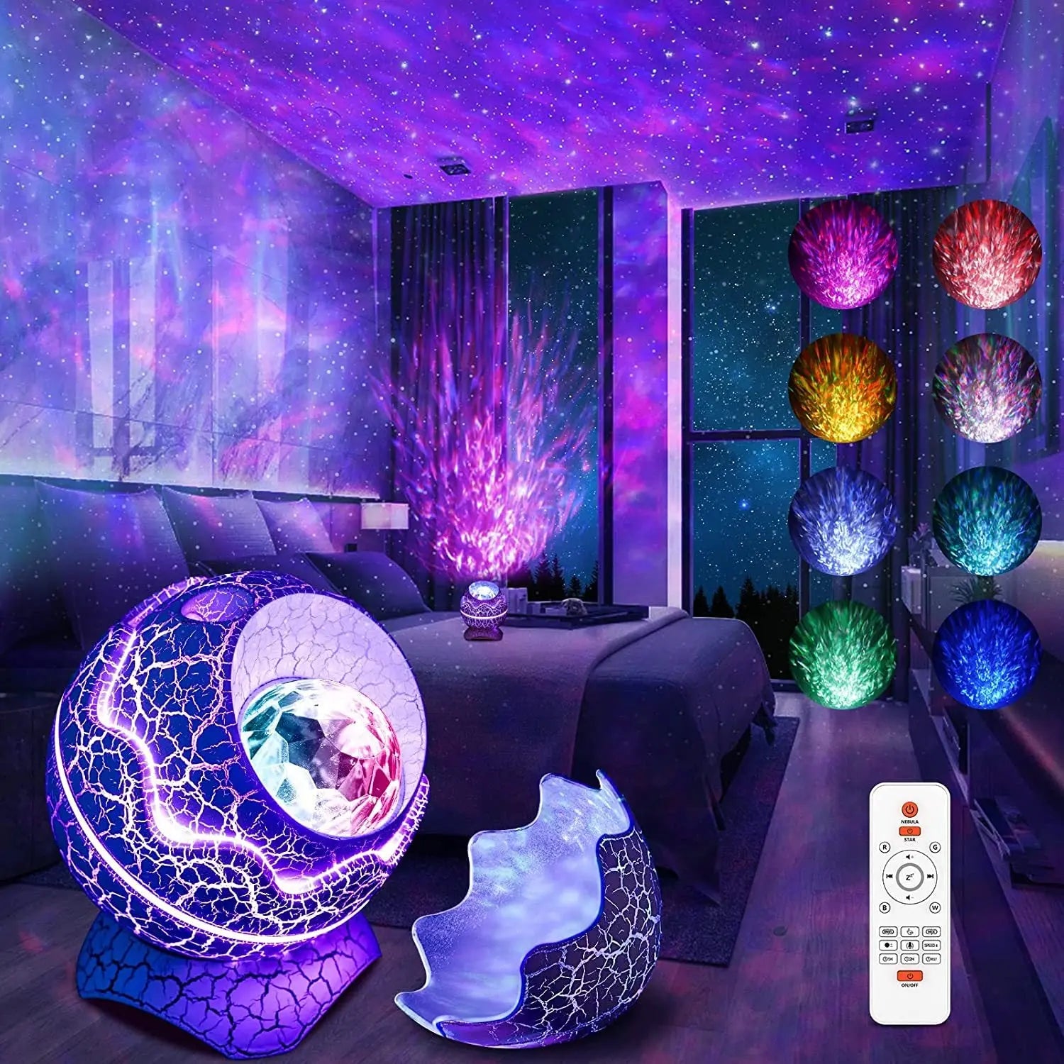 LED Dinosaur Egg Star Sky Projection Light Remote Control Bluetooth Music Star Sky Light Christmas Day Atmosphere Night Light Projector - Memoriex 