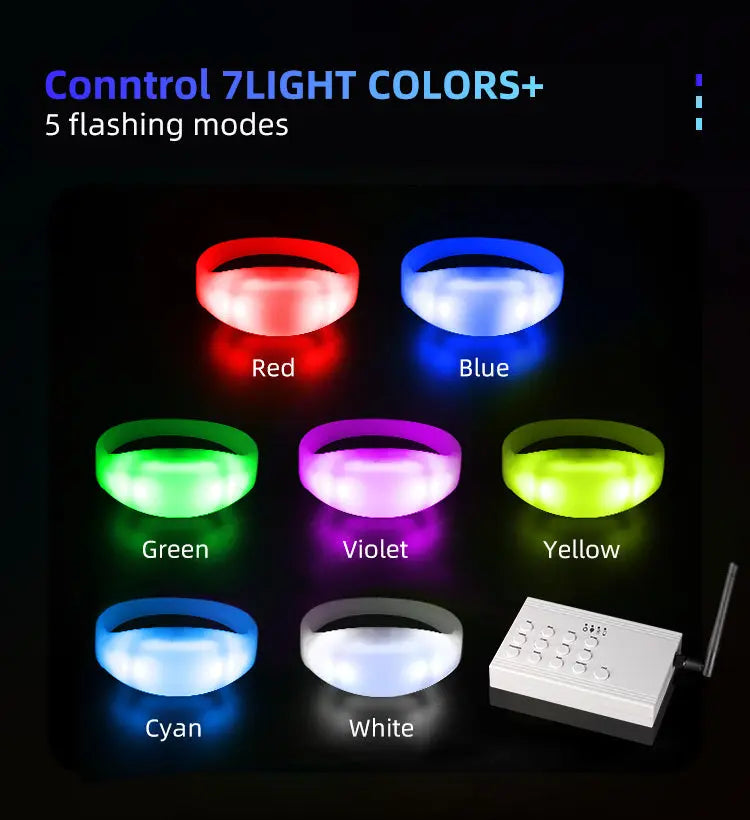 LED Light Up Wristband for Events(200PCS GFB005 Bracelets+1 GFC004 Controller)-1