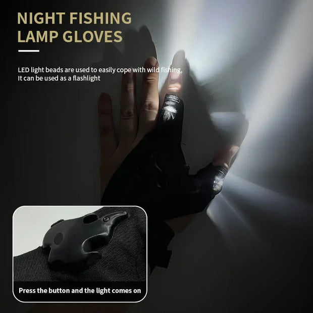 LED rechargeable fishing gloves with high elasticity, anti slip repair, lighting, luminous finger cots - Memoriex 