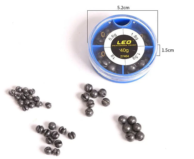 LEO 4 Sizes Mini Round Fishing Lead Weights Set Split Lead  Sinkers Weight 0.6g 1g 1.5g 1.8g - Memoriex 