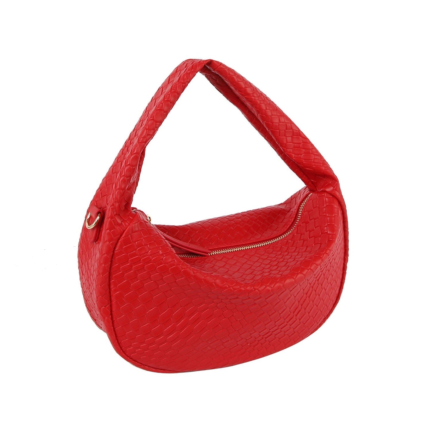 Textured leather hobo bag with crossbody strap by Handbag Factory-2