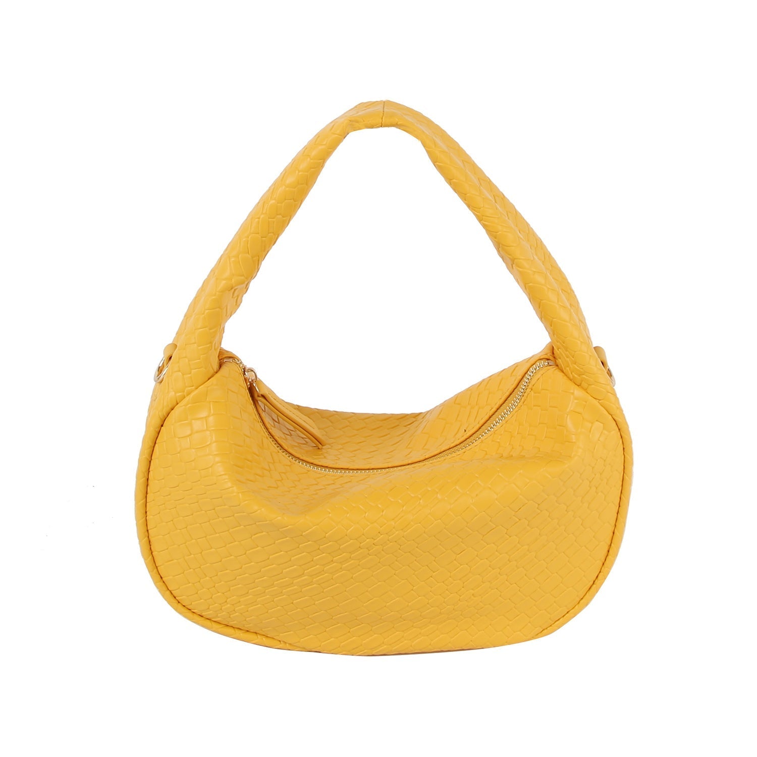 Textured leather hobo bag with crossbody strap by Handbag Factory-4