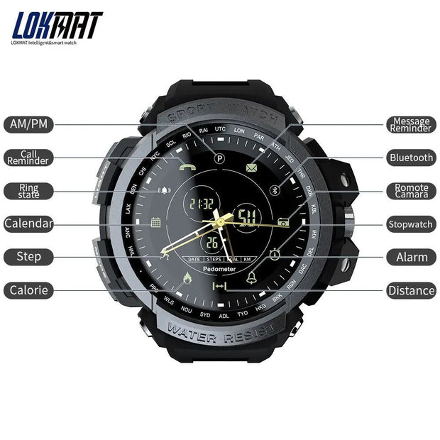 LOKMAT Sport Smart Watch Professional 5ATM Waterproof Bluetooth Call Reminder Digital Men Clock SmartWatch For ios and Android - Memoriex 