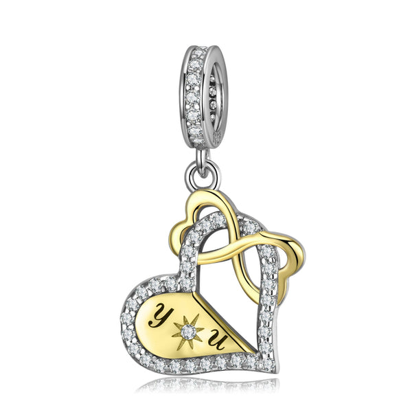 LOVE YOU Eternity 925 Sterling Silver Pendant Valentine's Day Women's Bracelet DIY Accessories Beads - Memoriex 