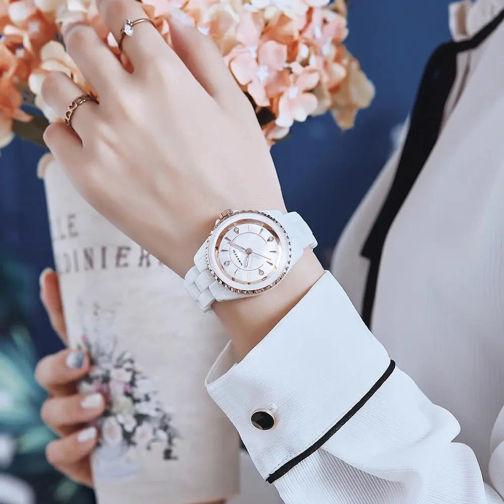 NAKZEN Ladies Ceramic Quartz Watch Women New Fashion Analog Waterproof Diamond Wristwatches For Gifts Clock Relojes Mujer-2