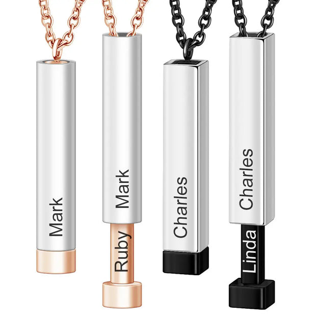 Ladies Double Layer Stereo Stick Necklace Clavicle Necklace Can Lettering Mother's Day Gift Titanium Steel Pendant - Memoriex 