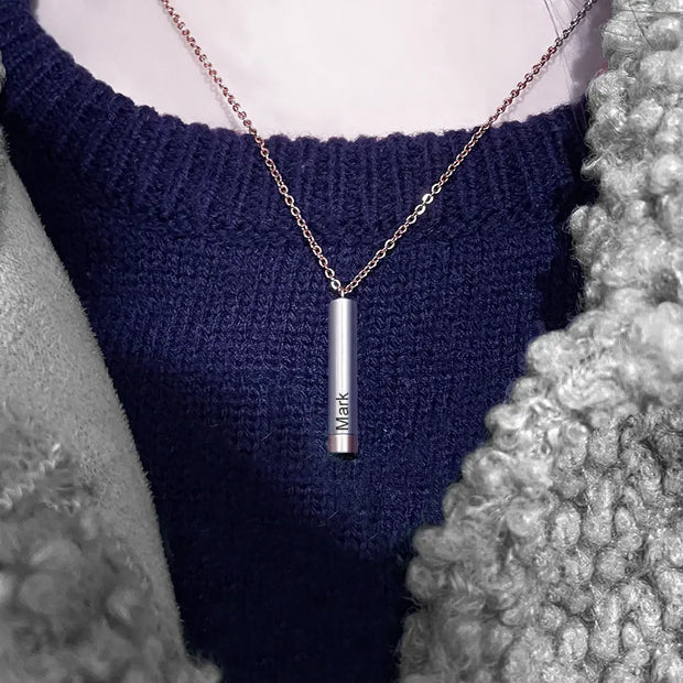 Ladies Double Layer Stereo Stick Necklace Clavicle Necklace Can Lettering Mother's Day Gift Titanium Steel Pendant - Memoriex 