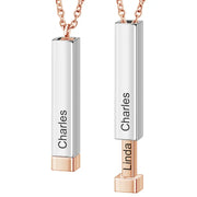 Ladies Double Layer Stereo Stick Necklace Clavicle Necklace Can Lettering Mother's Day Gift Titanium Steel Pendant - Memoriex 