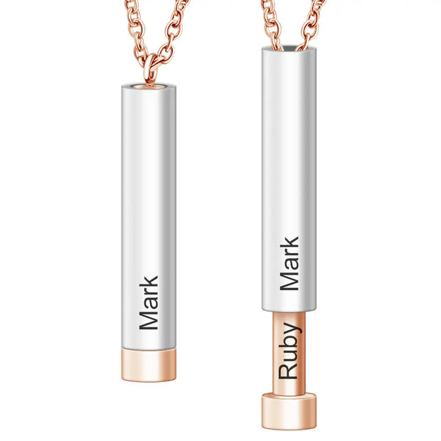 Ladies Double Layer Stereo Stick Necklace Clavicle Necklace Can Lettering Mother's Day Gift Titanium Steel Pendant - Memoriex 