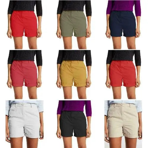 Ladies Pure Cotton Roll Up Chino Shorts - ex Store - Memoriex 