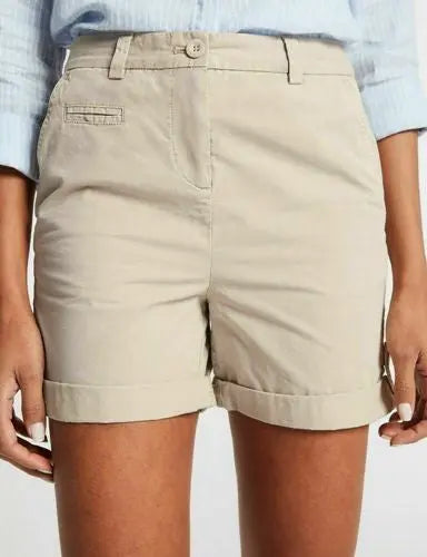 Ladies Pure Cotton Roll Up Chino Shorts - ex Store - Memoriex 