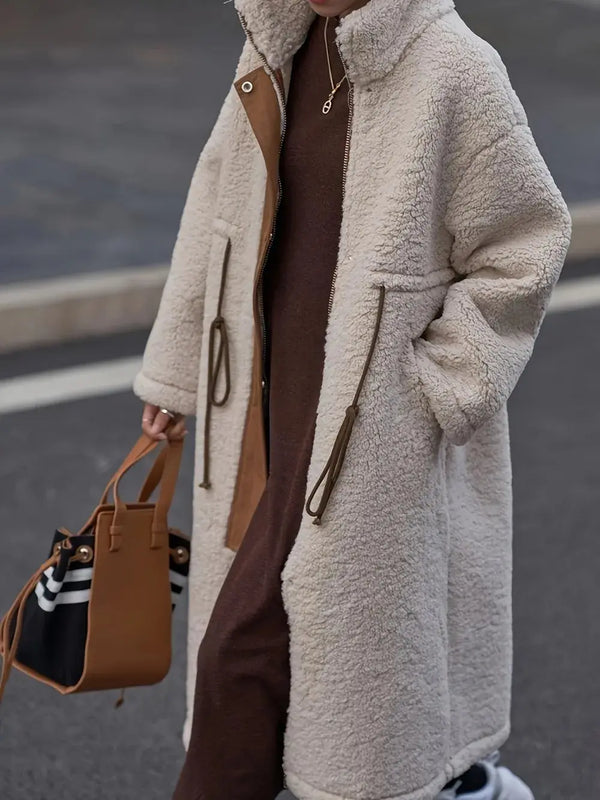 Lamb wool coat for women thick medium to long cotton coat for women - Memoriex 