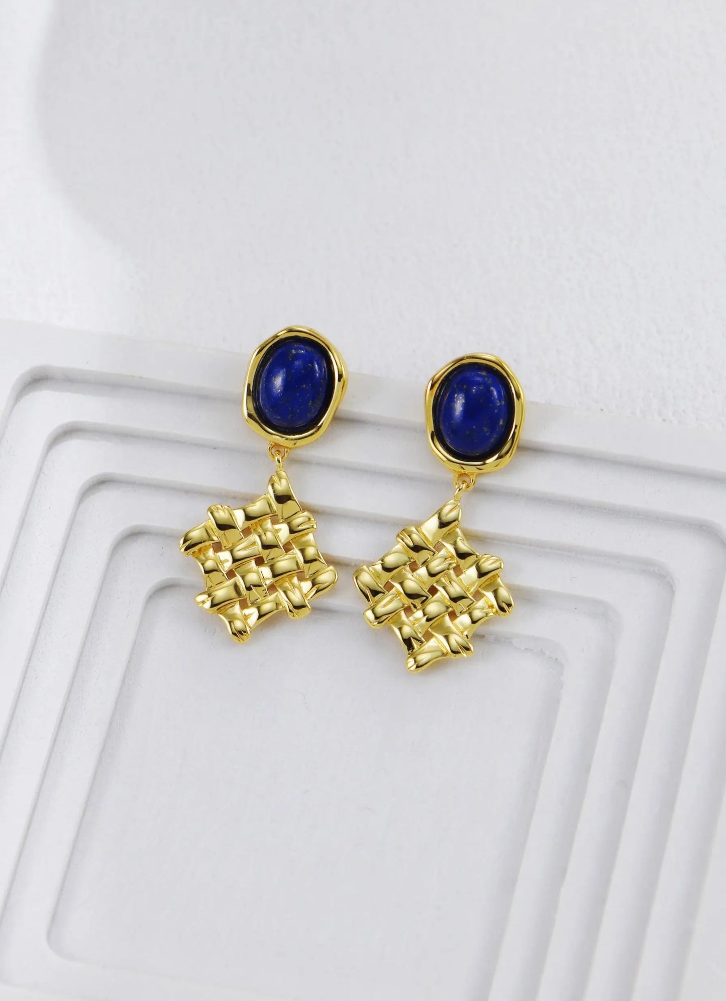 Lapis Lazuli Braided Earrings-1